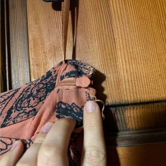 Free People orange - pink with grey patterned maxi skirt Renaissance Juliet - Picture 5 of 8